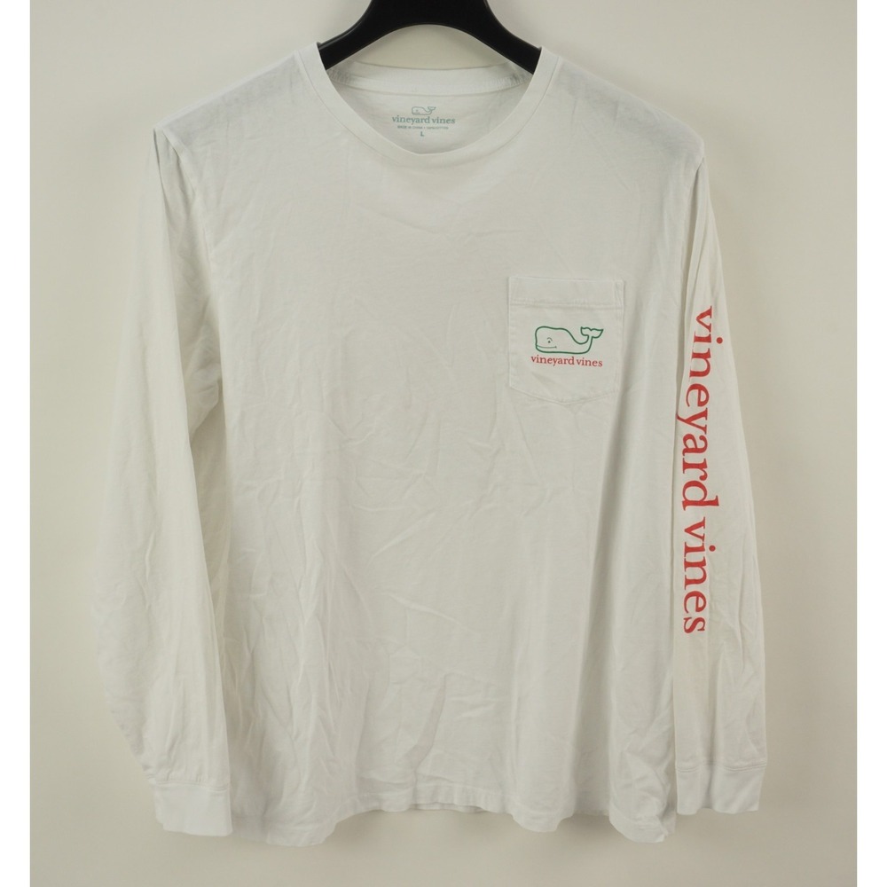 Vineyard Vines Naughty or Nice Christmas Whale Shirt Men Large Long Sleeve White